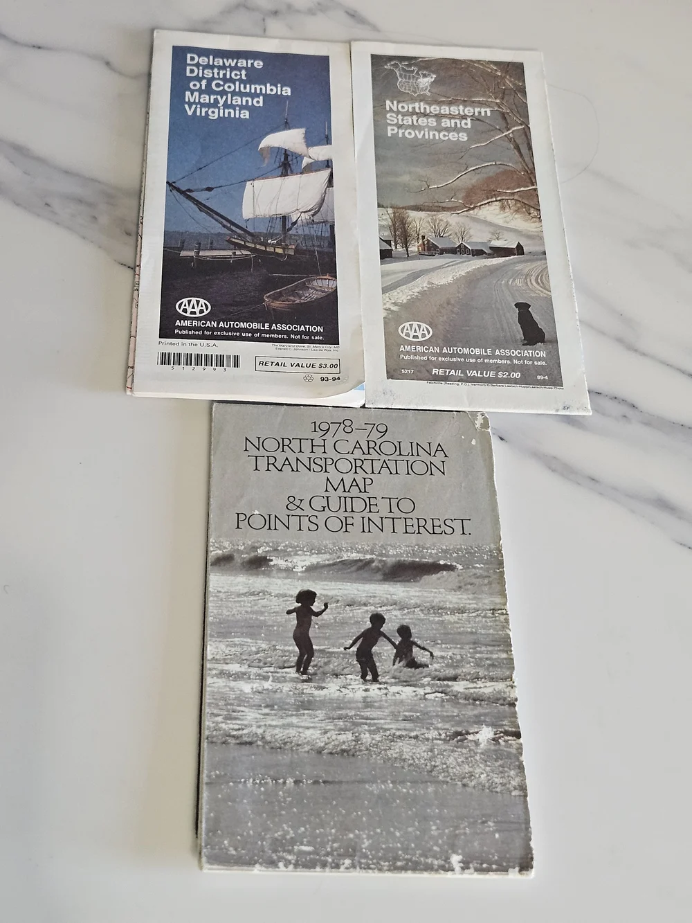 Vintage AAA Road Map Bundle - Delaware Coastal, NC & Northeastern States